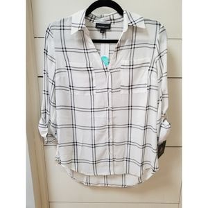 Fortune and Ivy Black and White Button Down